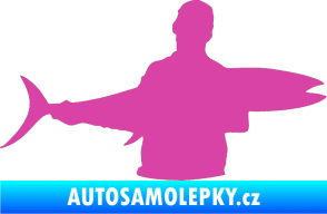 Samolepka Rybář 006 pravá růžová