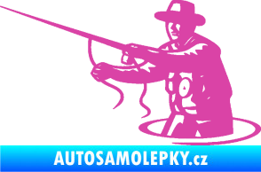 Samolepka Rybář 015 levá s udicí růžová