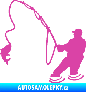 Samolepka Rybář 018 levá růžová