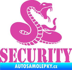 Samolepka Security hlídáno - pravá had růžová
