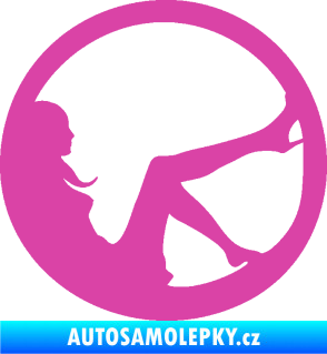 Samolepka Sexy lady 003 pravá v kruhu růžová