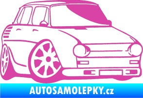 Samolepka Škoda 100 karikatura pravá růžová