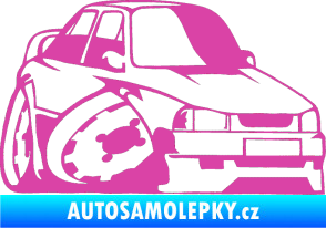 Samolepka Škoda 130 karikatura pravá růžová
