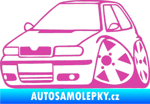 Samolepka Škoda Felicia karikatura levá růžová