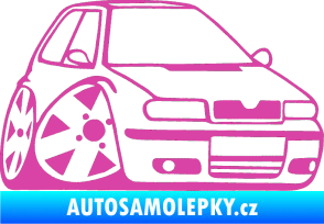 Samolepka Škoda Felicia karikatura pravá růžová