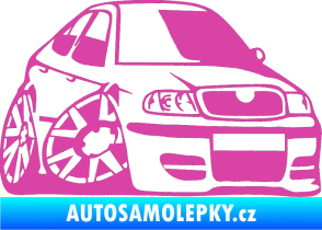 Samolepka Škoda Octavia karikatura pravá růžová