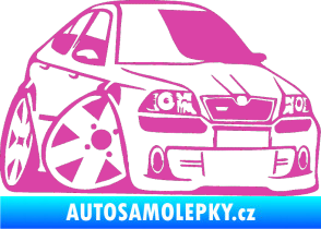 Samolepka Škoda Octavia RS karikatura pravá růžová