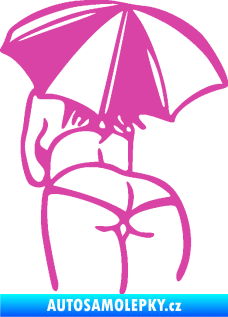 Samolepka Slečna s deštníkem levá růžová