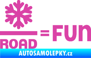 Samolepka Snow road fun nápis s vločkou růžová