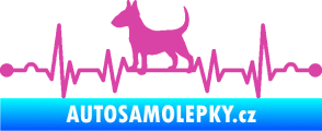Samolepka Srdeční tep 008 levá pes bulteriér růžová