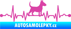 Samolepka Srdeční tep 008 pravá pes bulteriér růžová