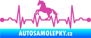Samolepka Srdeční tep 010 levá  koník růžová