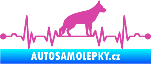 Samolepka Srdeční tep 014 pravá německý ovčák růžová