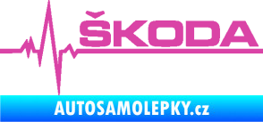 Samolepka Srdeční tep 034 pravá Škoda růžová