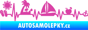 Samolepka Srdeční tep 094 pravá dovolená u moře růžová