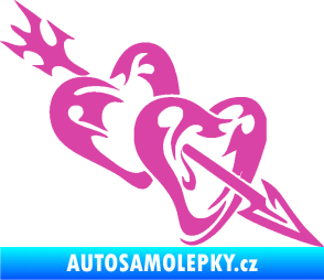Samolepka Srdíčka 001 pravá se šípem růžová