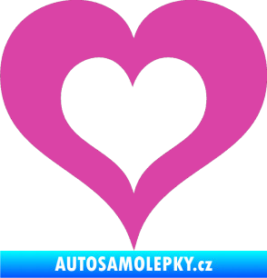 Samolepka Srdíčko 004 dvojitý obrys růžová