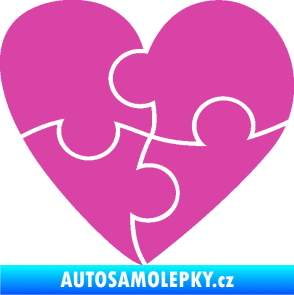 Samolepka Srdíčko 018 pravá puzzle růžová