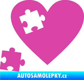 Samolepka Srdíčko 022 levá vypadlý puzzlík růžová