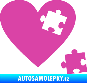 Samolepka Srdíčko 022 pravá vypadlý puzzlík růžová