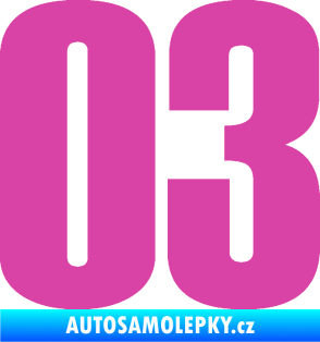 Samolepka Startovní číslo 03 typ 2   růžová