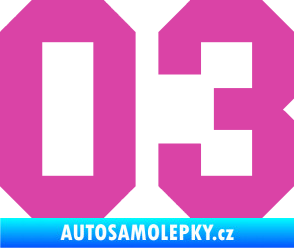 Samolepka Startovní číslo 03 růžová