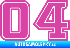 Samolepka Startovní číslo 04 typ 5 růžová