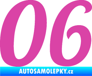 Samolepka Startovní číslo 06 typ 3 růžová