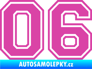 Samolepka Startovní číslo 06 typ 4 růžová
