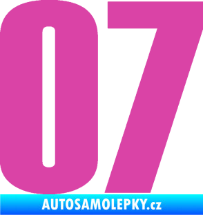 Samolepka Startovní číslo 07 typ 2   růžová