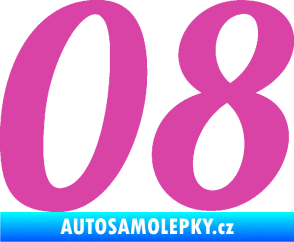 Samolepka Startovní číslo 08 typ 3 růžová