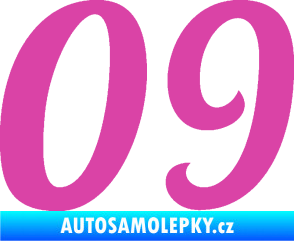 Samolepka Startovní číslo 09 typ 3  růžová
