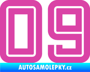 Samolepka Startovní číslo 09 typ 7 růžová