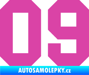 Samolepka Startovní číslo 09 růžová