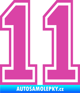 Samolepka Startovní číslo 11 typ 4 růžová