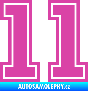 Samolepka Startovní číslo 11 typ 5 růžová