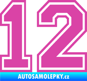 Samolepka Startovní číslo 12 typ 4 růžová