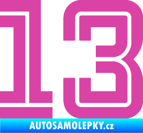 Samolepka Startovní číslo 13 typ 7 růžová