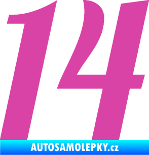 Samolepka Startovní číslo 14 typ 3      růžová