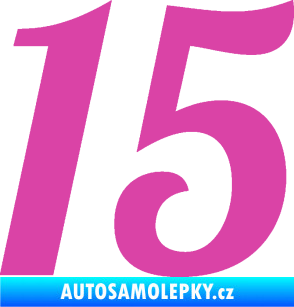 Samolepka Startovní číslo 15 typ 3      růžová