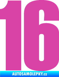 Samolepka Startovní číslo 16 typ 2   růžová