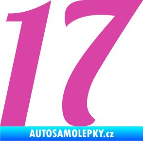 Samolepka Startovní číslo 17 typ 3        růžová