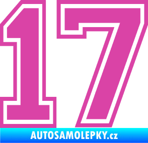 Samolepka Startovní číslo 17 typ 4 růžová