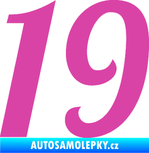 Samolepka Startovní číslo 19 typ 3          růžová