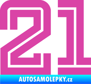 Samolepka Startovní číslo 21 typ 7 růžová