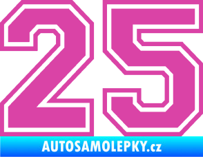 Samolepka Startovní číslo 25 typ 4 růžová