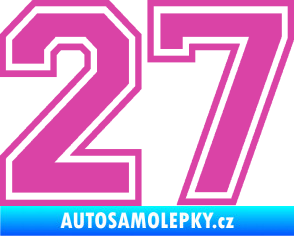 Samolepka Startovní číslo 27 typ 4 růžová