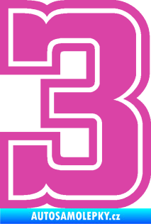 Samolepka Startovní číslo 3 typ 5 růžová