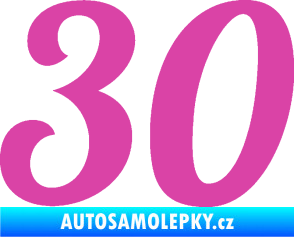 Samolepka Startovní číslo 30 typ 3 růžová