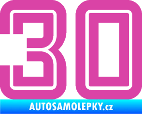 Samolepka Startovní číslo 30 typ 7 růžová